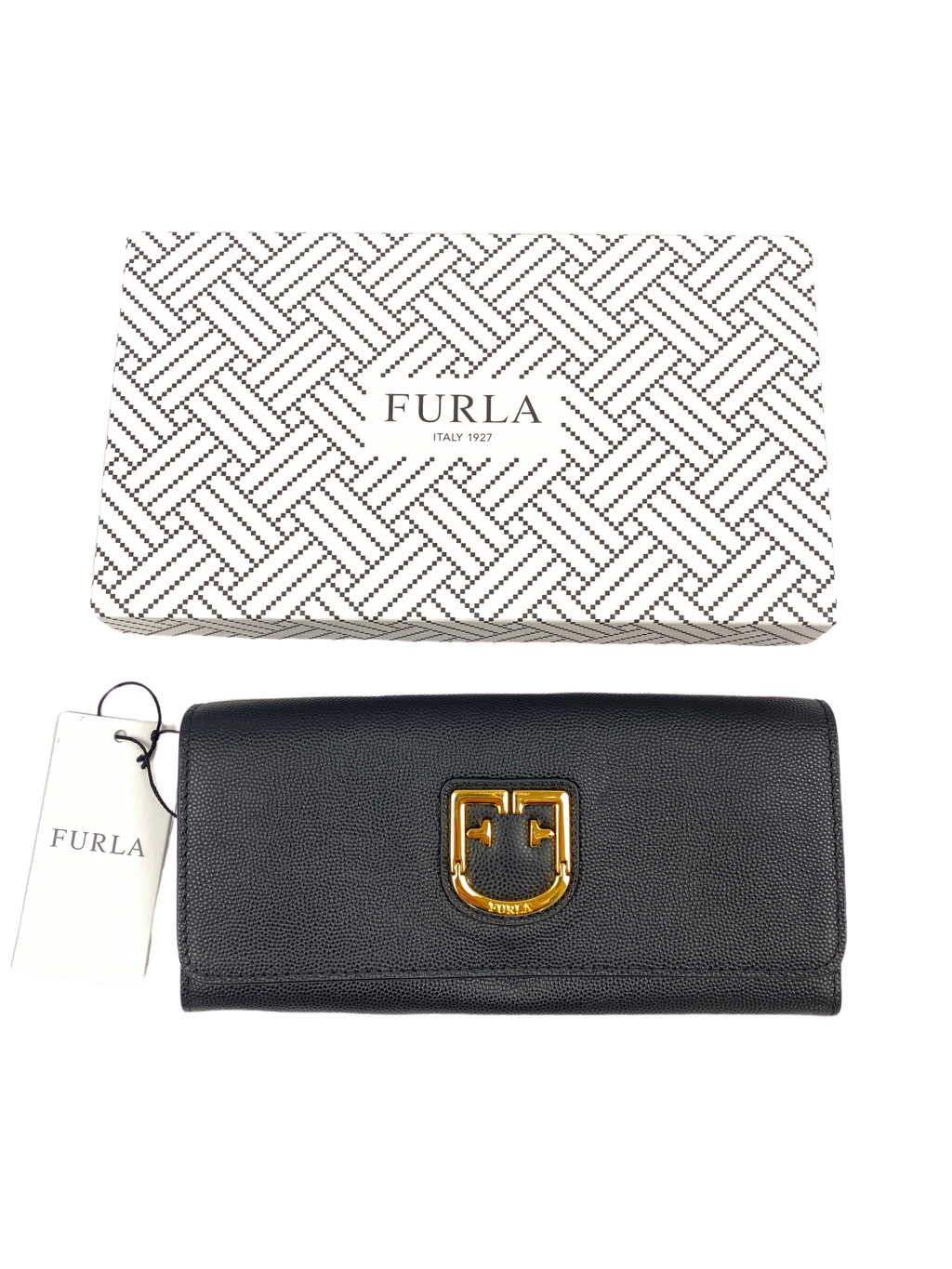 FURLA - BELVEDERE BI-FOLD WALLET IN BLACK LEATHER - NEW WITH TAGS