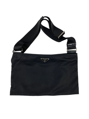 PRADA - VINTAGE BLACK TESSUTO MESSENGER CROSS BODY BAG