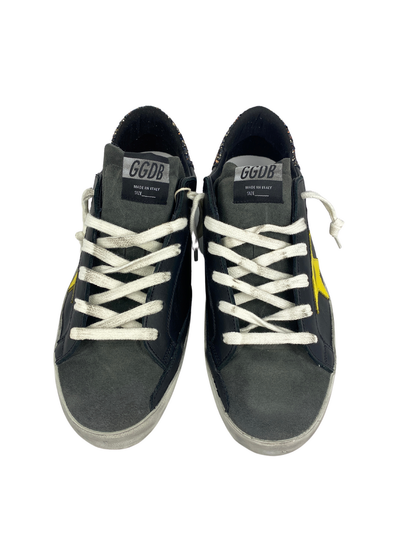 GOLDEN GOOSE - SUPERSTAR BLACK GLITTER YELLOW - SIZE 41 NEW IN BOX