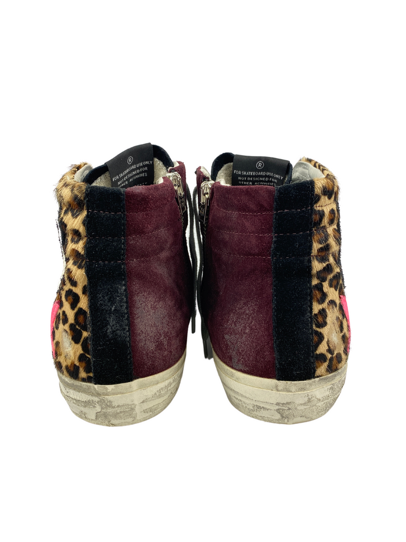 GOLDEN GOOSE - SLIDE HI TOP SNEAKER ANIMAL FUCHSIA STAR - SZ 41