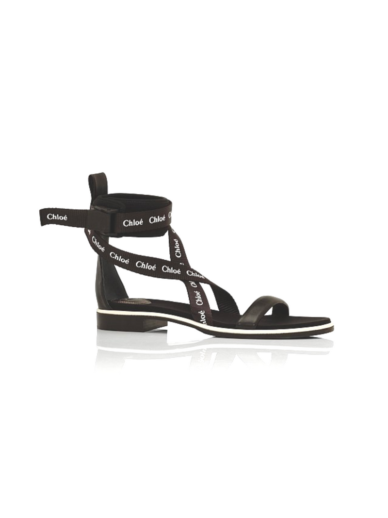 CHLOE - VERONICA LOGO LEATHER SANDALS - SIZE 38