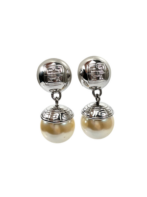GIVENCHY - FAUX PEARL CHANDELIER CLIP ON VINTAGE EARRINGS