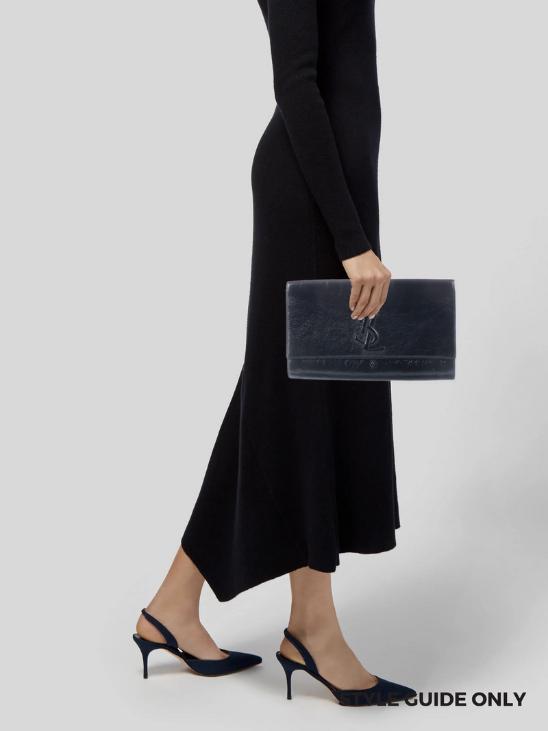 YVES SAINT LAURENT - BELLE DE JOUR CLUTCH IN BLACK LEATHER