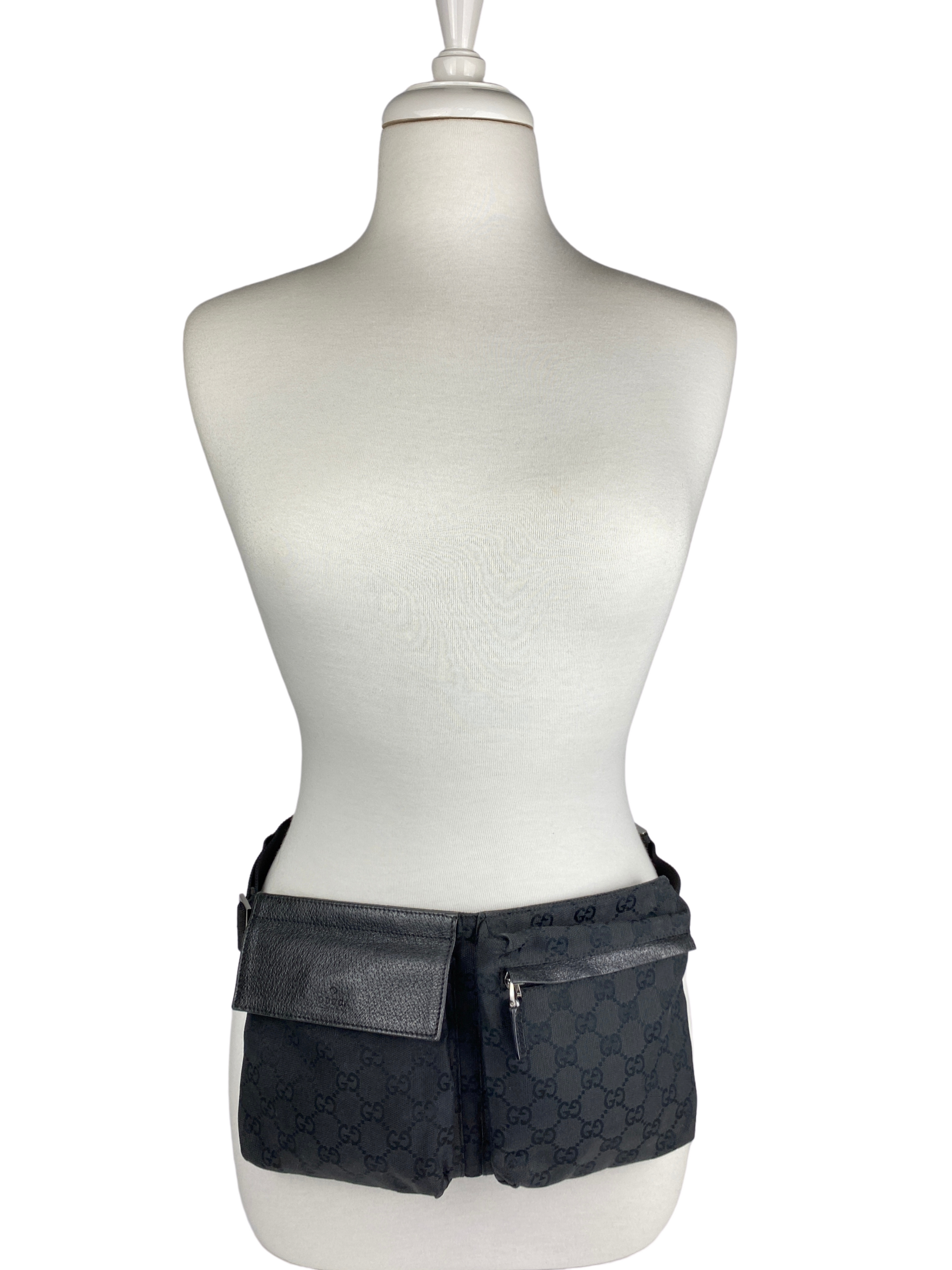 GUCCI BLACK GG CANVAS BELT WAIST BAG RE.LUXE AU