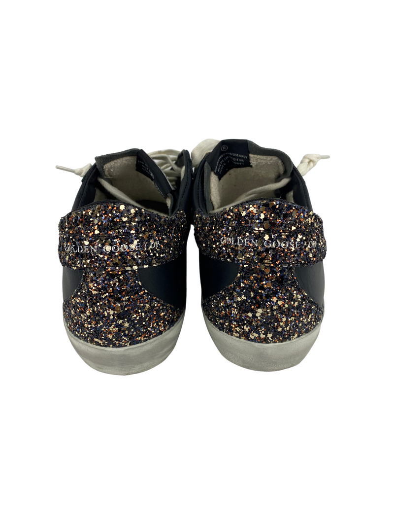 GOLDEN GOOSE - SUPERSTAR BLACK GLITTER YELLOW - SIZE 41 NEW IN BOX
