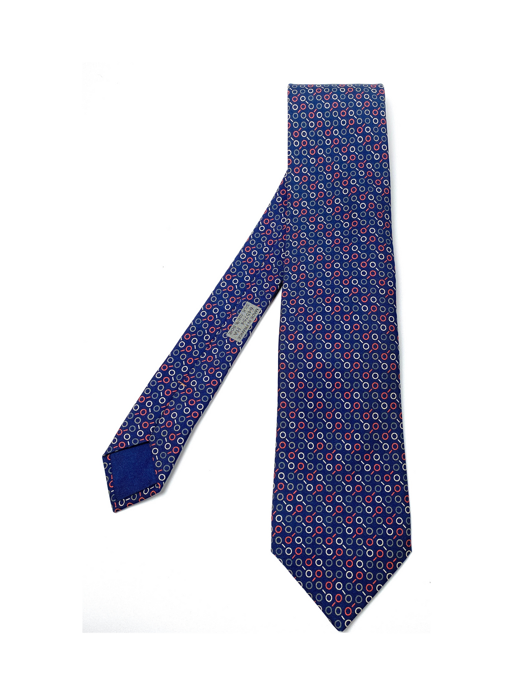 HERMES - NAVY BLUE "THE SEARCH" HEAVY SILK TWILL NECK TIE