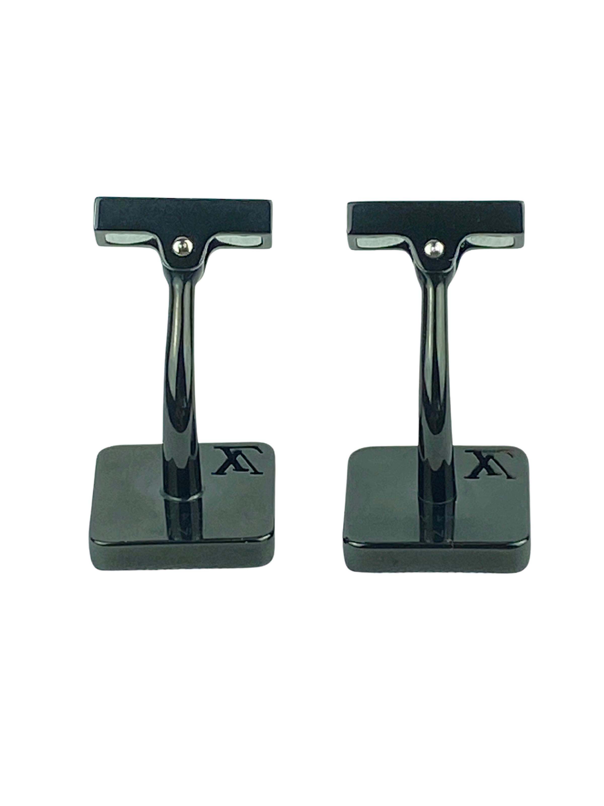 Louis Vuitton Champs-Elysées Black Coated Metal Cufflinks at 1stDibs