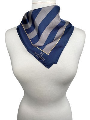 FENDI PEQUIN STRIPE 100 SILK SCARF 68 X 68 CM NEW RE.LUXE AU