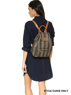 FENDI - VINTAGE PEQUIN CANVAS & LEATHER BACKPACK