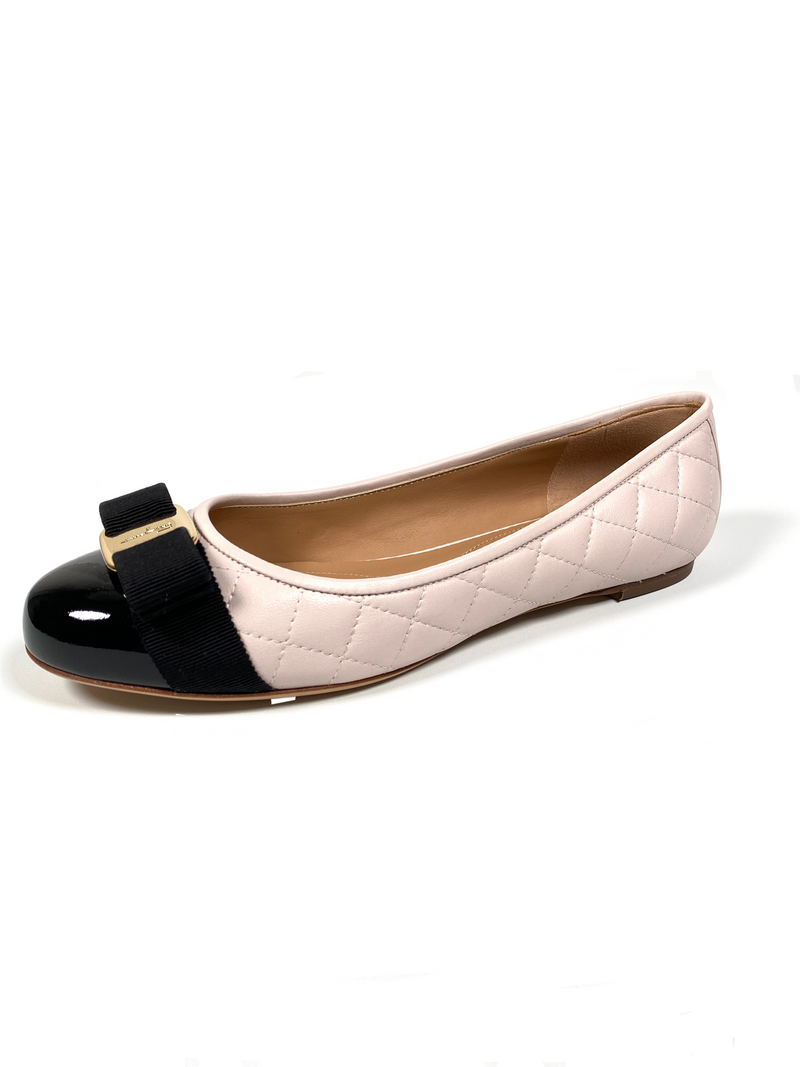 FERRAGAMO - VARINA QUILTED TWO TONE BALLET FLATS - SZ 8.5 C / EUR 39 - NEW IN BOX