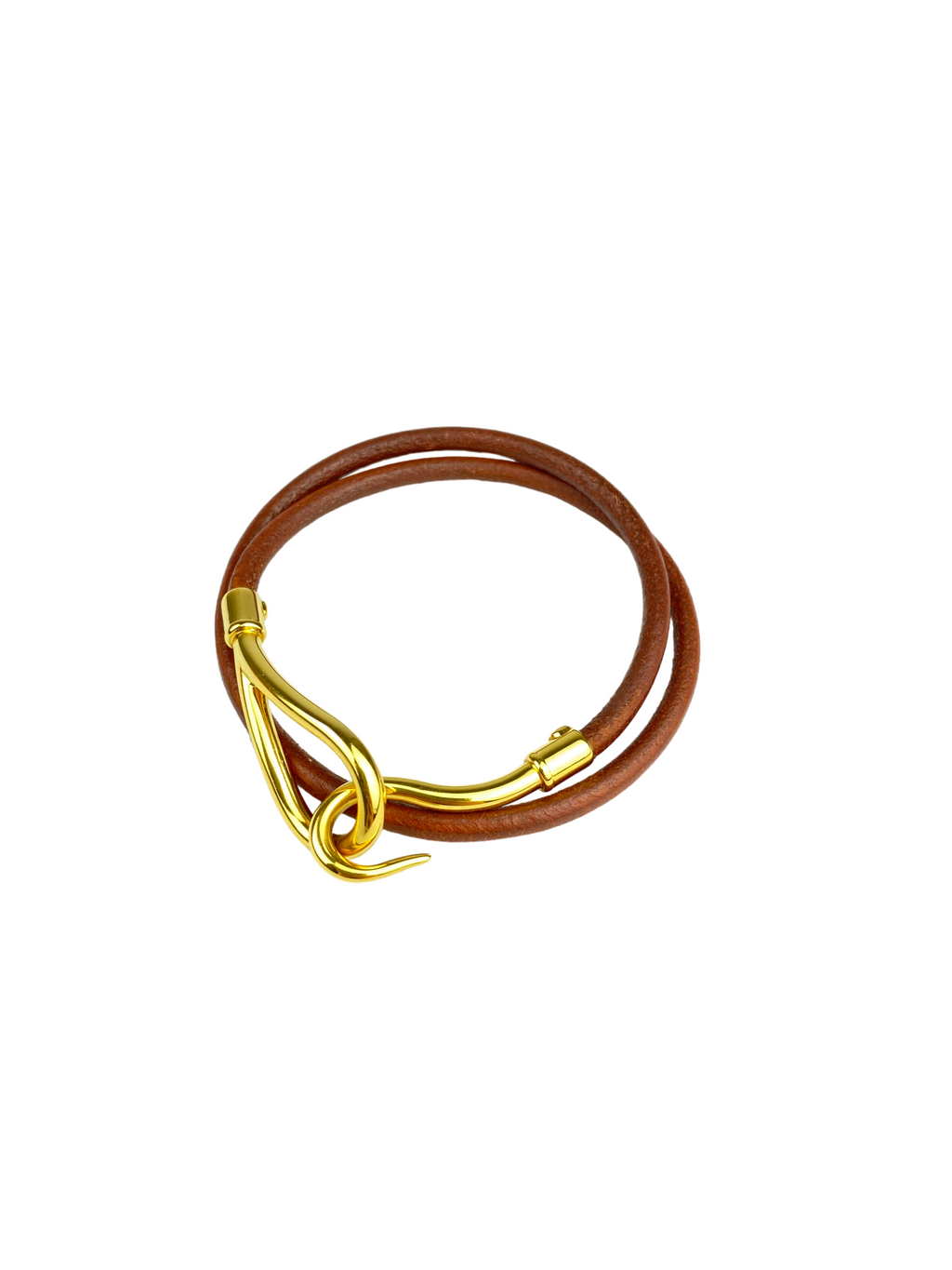 HERMES - JUMBO DOUBLE WRAP HOOK BRACELET BROWN WITH GHW