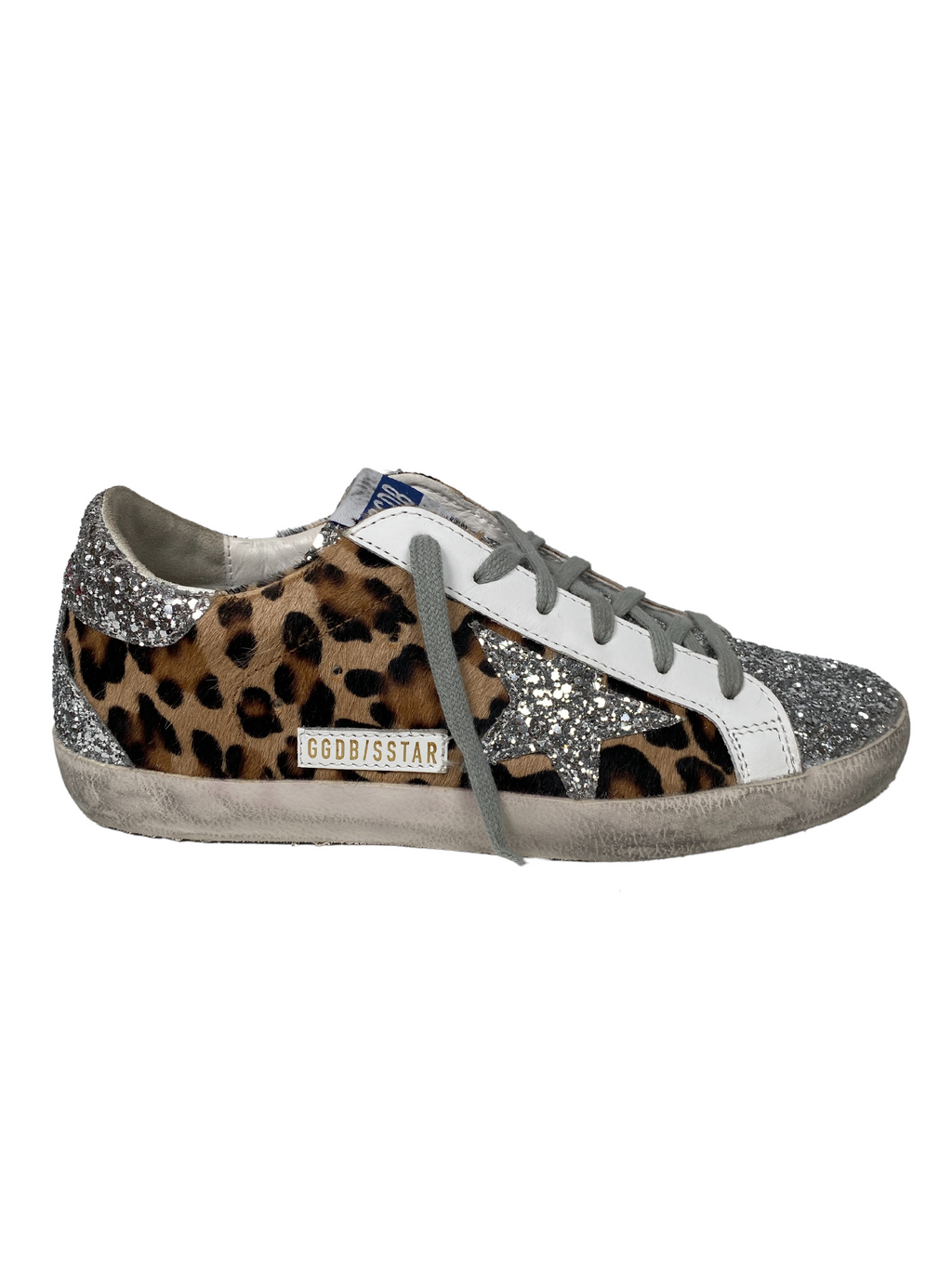 GOLDEN GOOSE - SUPERSTAR LEOPARD AND GLITTER STAR SNEAKERS - SZ 38