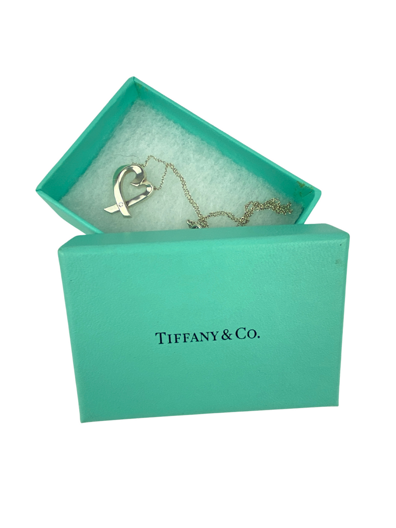 TIFFANY & CO. - LOVING HEART DIAMOND NECKLACE PENDANT - SILVER