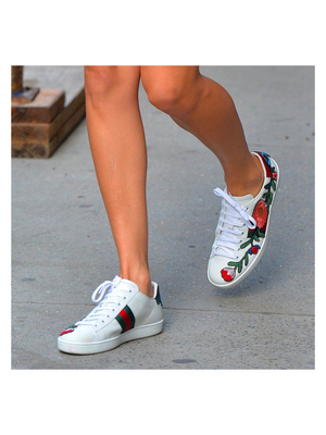 GUCCI - ACE FLORAL EMBROIDERED SNEAKER - SZ 34.5