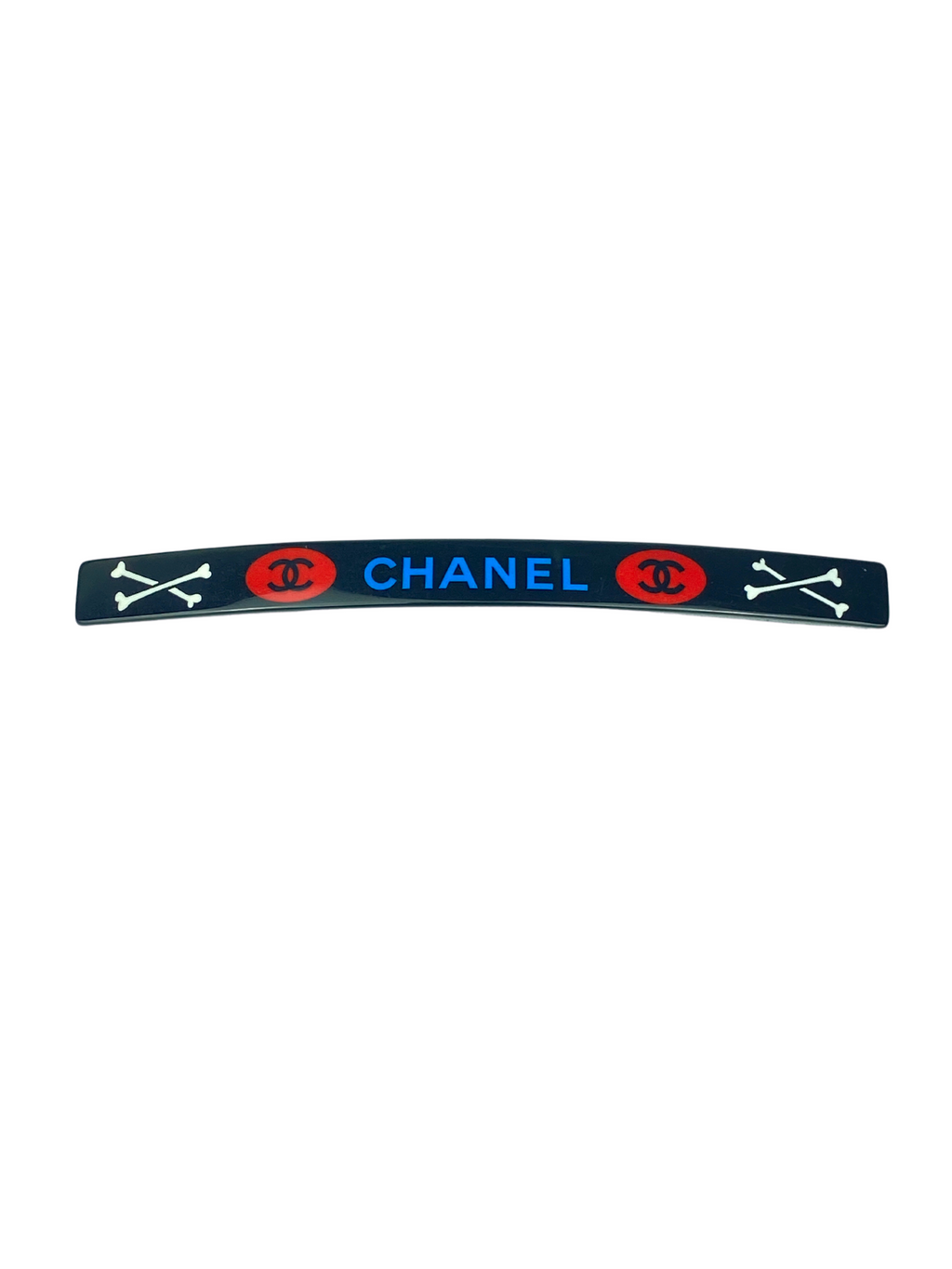 CHANEL - SKULL BLUE LOGO VALLETTA HAIR CLIP