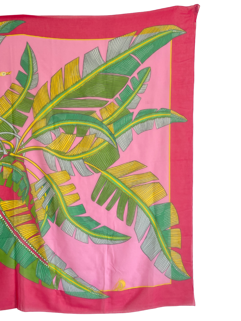 HERMES - 100% COTTON PALM PRINT PAREO SARONG - 144 x 172 CM