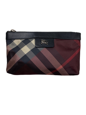 BURBERRY - ZIP TOP COSMETIC POUCH IN BURGUNDY CHECK