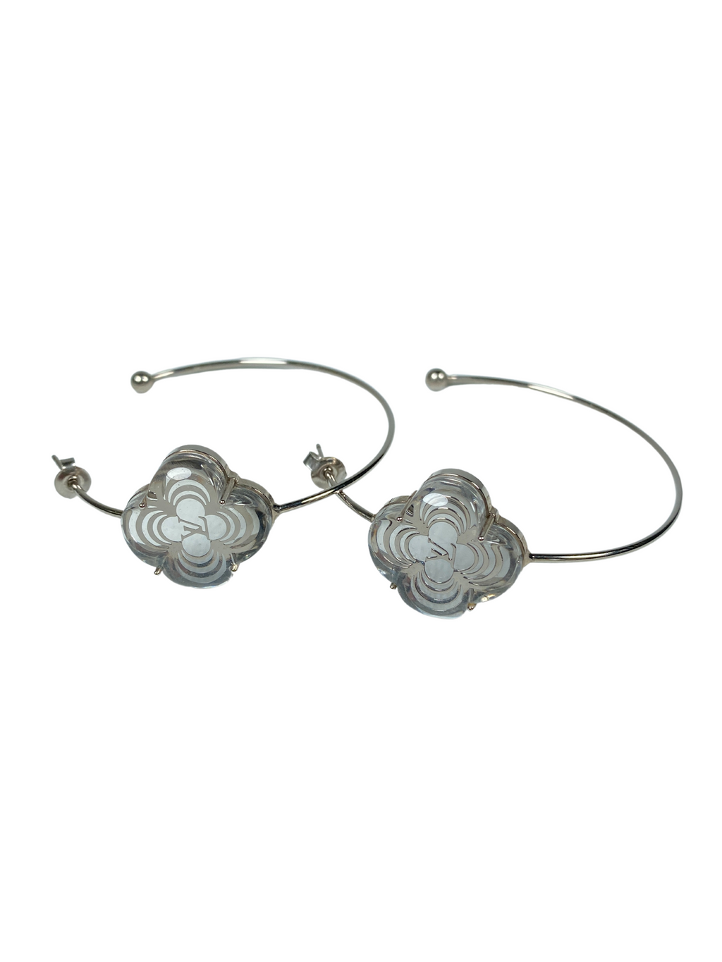 LOUIS VUITTON - A LA FOLIE SILVERTONE HOOP EARRINGS