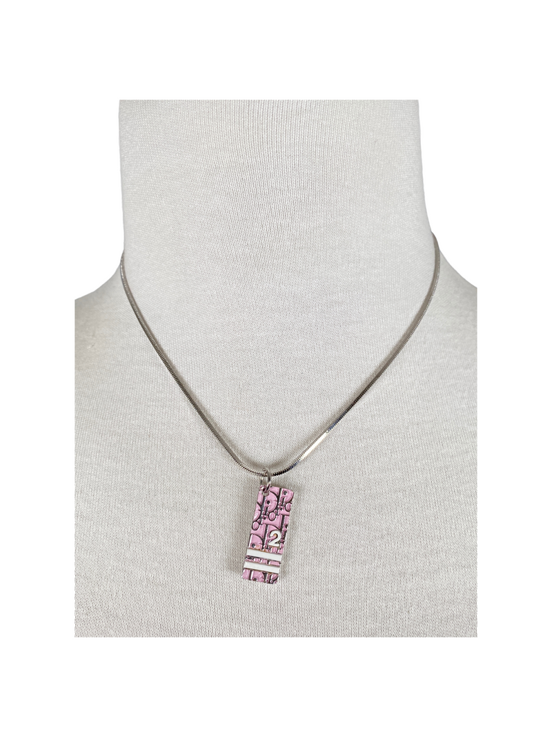 CHRISTIAN DIOR PINK DIOR OBLIQUE TROTTER NECKLACE RE.LUXE AU