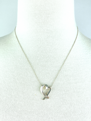 TIFFANY & CO. - LOVING HEART DIAMOND NECKLACE PENDANT - SILVER