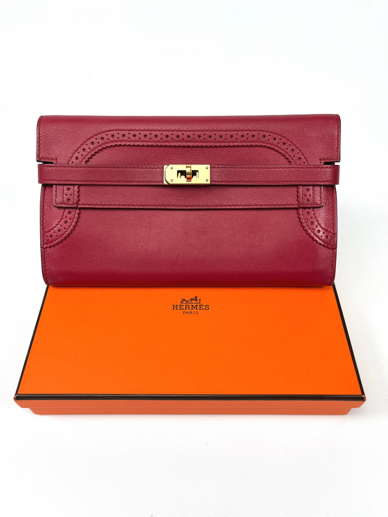 HERMES - GHILLIES KELLY WALLET IN ROUGE GARANCE SWIFT LEATHER