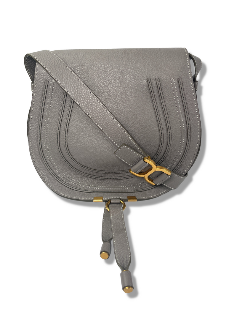 CHLOE - MARCIE MEDIUM SADDLE BAG IN CASHMERE GREY