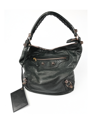 BALENCIAGA - DAY HOBO MOTORCYCLE BAG BLACK