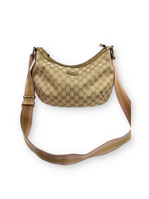 GUCCI - GG CANVAS MEDIUM HALF MOON MESSENGER GOLD & PINK