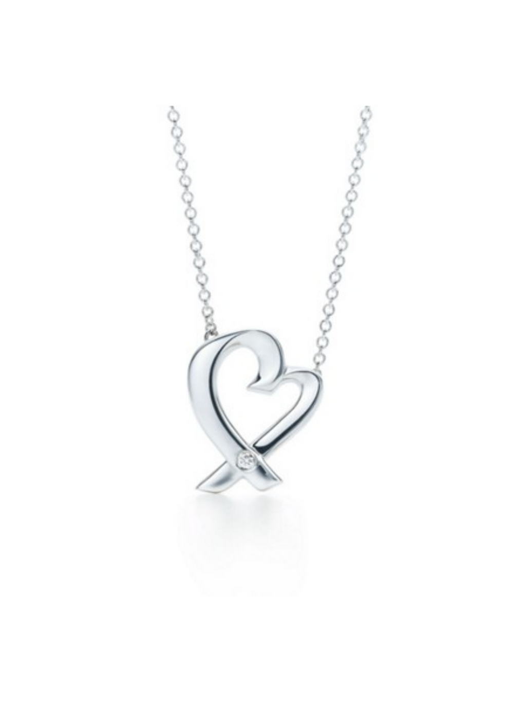 TIFFANY & CO. - LOVING HEART DIAMOND NECKLACE PENDANT - SILVER