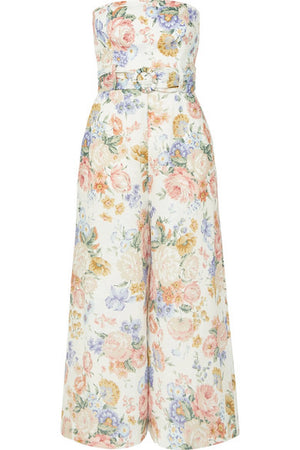 ZIMMERMANN - BOWIE FLORAL LINEN STRAPLESS JUMPSUIT - SZ 2 - NEW WITH TAGS