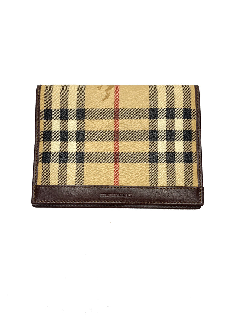 BURBERRY - HAYMARKET CHECK PASSPORT HOLDER CHOCOLATE