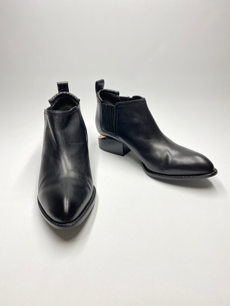 ALEXANDER WANG - KORI CUT-OUT BLACK LEATHER ANKLE BOOTS - NEW IN BOX