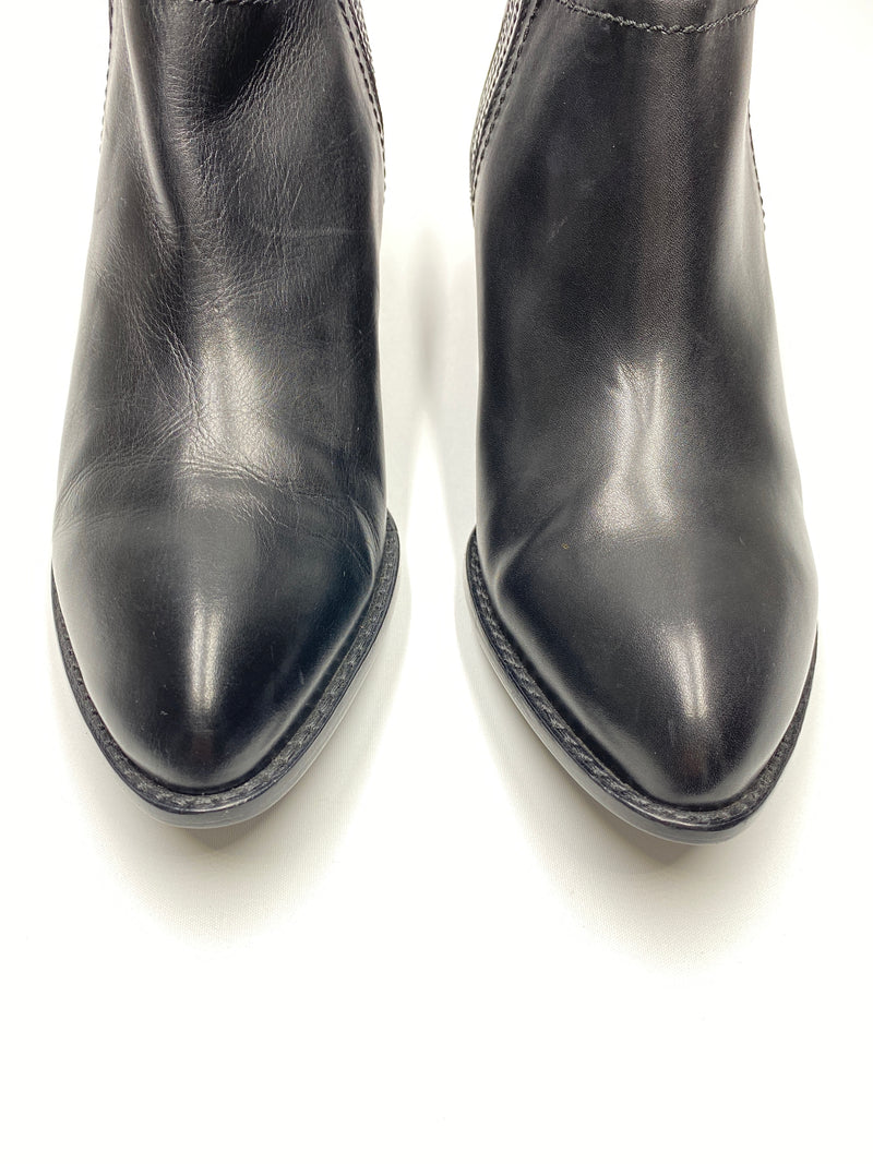 ALEXANDER WANG - KORI CUT-OUT BLACK LEATHER ANKLE BOOTS - NEW IN BOX