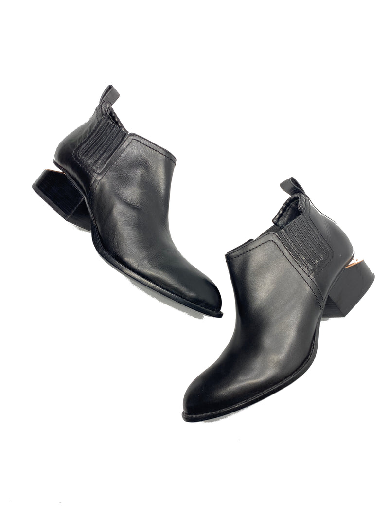 ALEXANDER WANG - KORI CUT-OUT BLACK LEATHER ANKLE BOOTS - NEW IN BOX