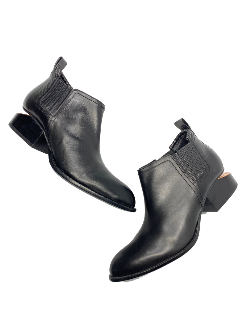 ALEXANDER WANG - KORI CUT-OUT BLACK LEATHER ANKLE BOOTS - NEW IN BOX