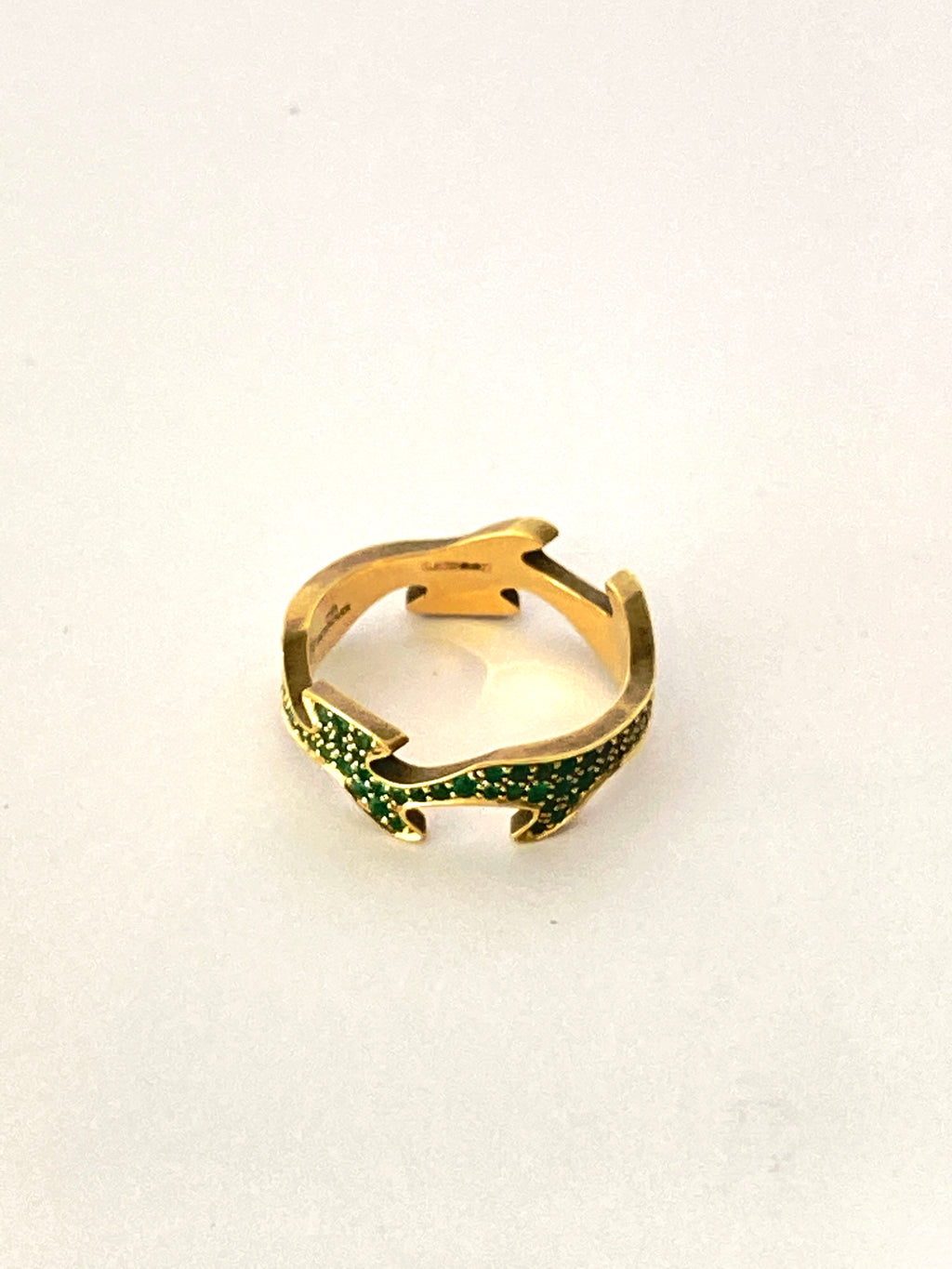 GEORG JENSEN - FUSION CENTRE RING IN 18 CT YELLOW GOLD WITH PAVÉ EMERALDS
