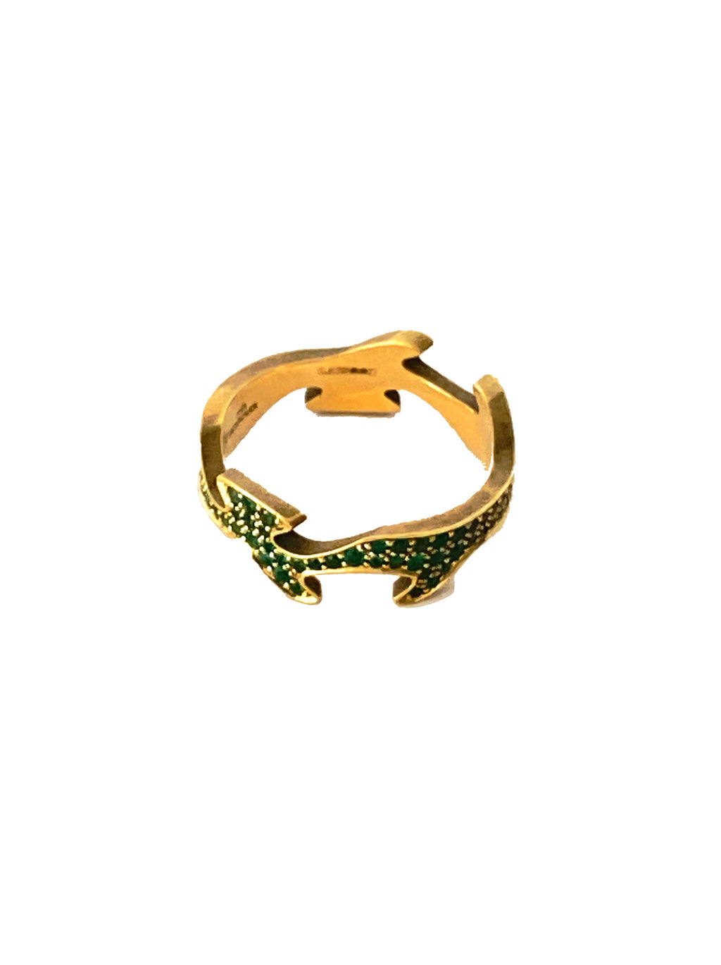 GEORG JENSEN - FUSION CENTRE RING IN 18 CT YELLOW GOLD WITH PAVÉ EMERALDS