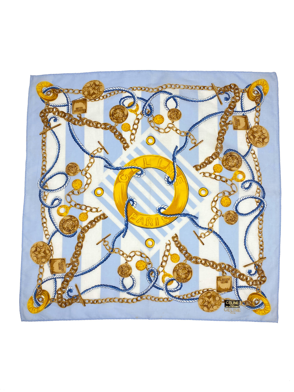 CELINE - CHAIN & MEDALLION COTTON NECKERCHIEF - VINTAGE