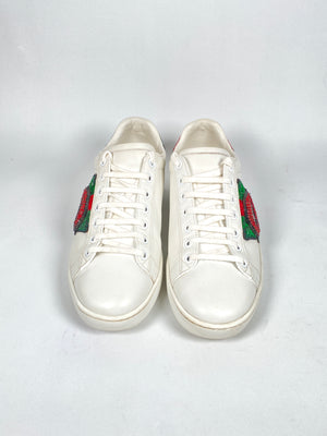 GUCCI - WEB CRYSTAL MOUTH ACE SNEAKERS - SIZE 38