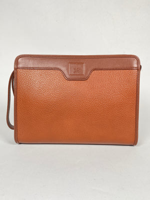 BURBERRY - TAN LEATHER NOVACHECK LINED CLUTCH