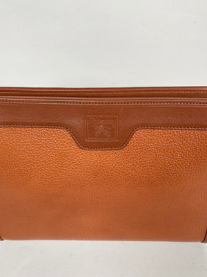 BURBERRY - TAN LEATHER NOVACHECK LINED CLUTCH