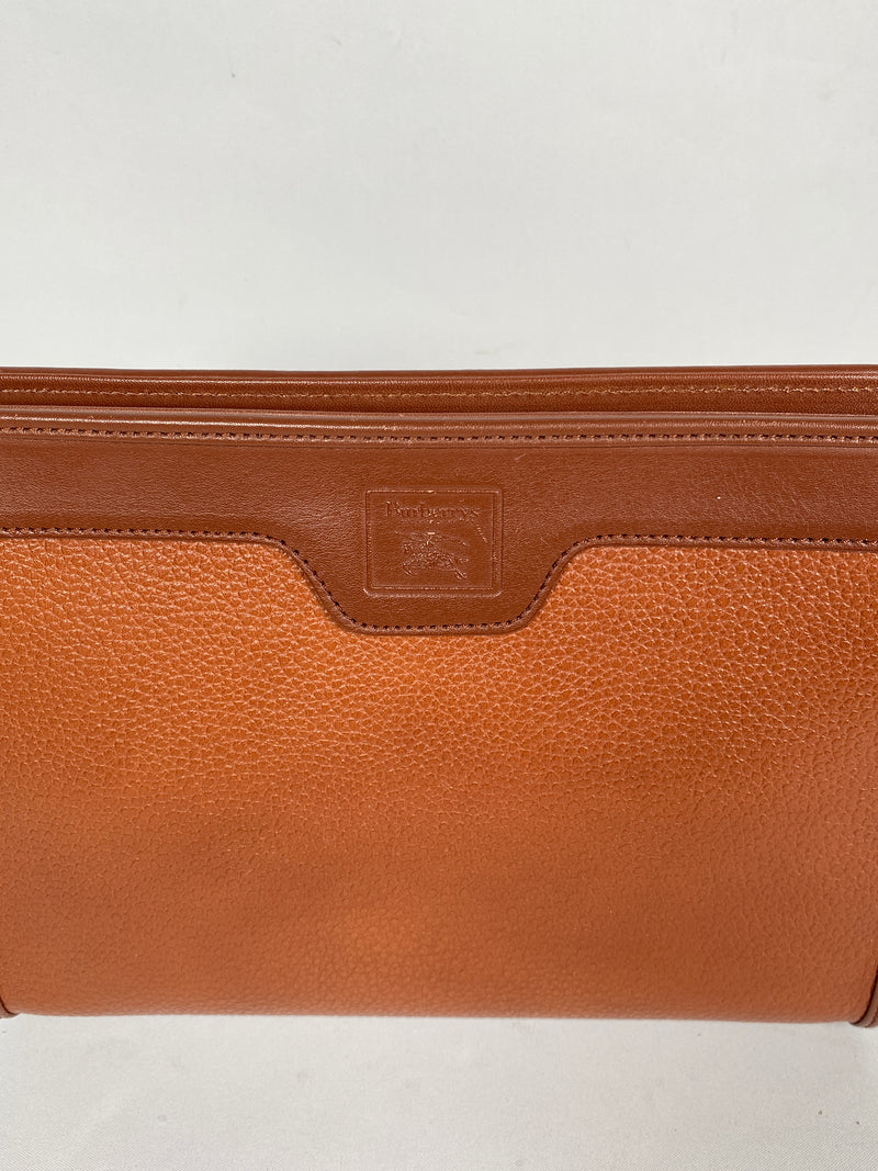 BURBERRY - TAN LEATHER NOVACHECK LINED CLUTCH