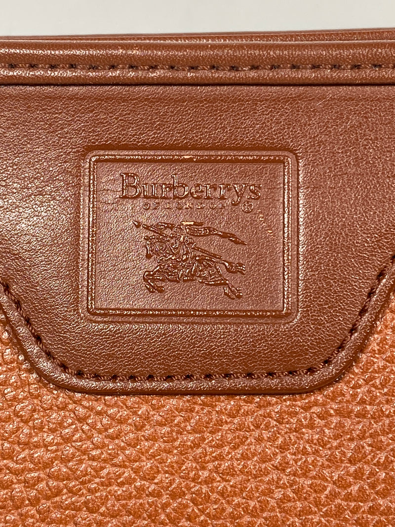 BURBERRY - TAN LEATHER NOVACHECK LINED CLUTCH