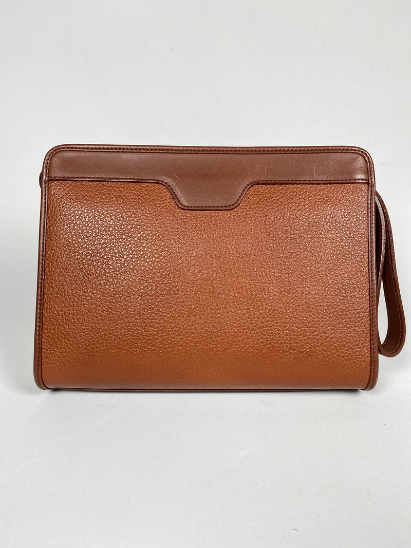 BURBERRY - TAN LEATHER NOVACHECK LINED CLUTCH
