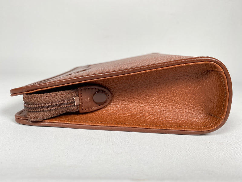 BURBERRY - TAN LEATHER NOVACHECK LINED CLUTCH