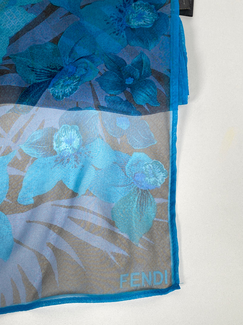 FENDI - 100% SILK FLORAL ZUCCA PRINT STOLE/SCARF