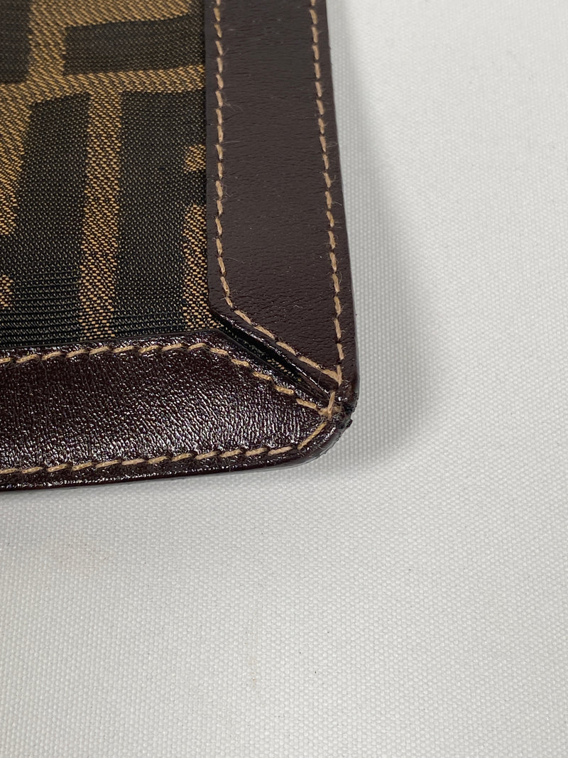FENDI - BROWN ZUCCA CANVAS LARGE COSMETIC CASE POUCH