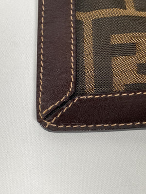 FENDI - BROWN ZUCCA CANVAS LARGE COSMETIC CASE POUCH