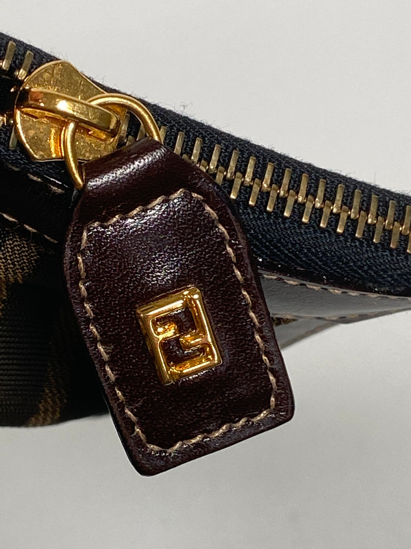 FENDI - BROWN ZUCCA CANVAS LARGE COSMETIC CASE POUCH