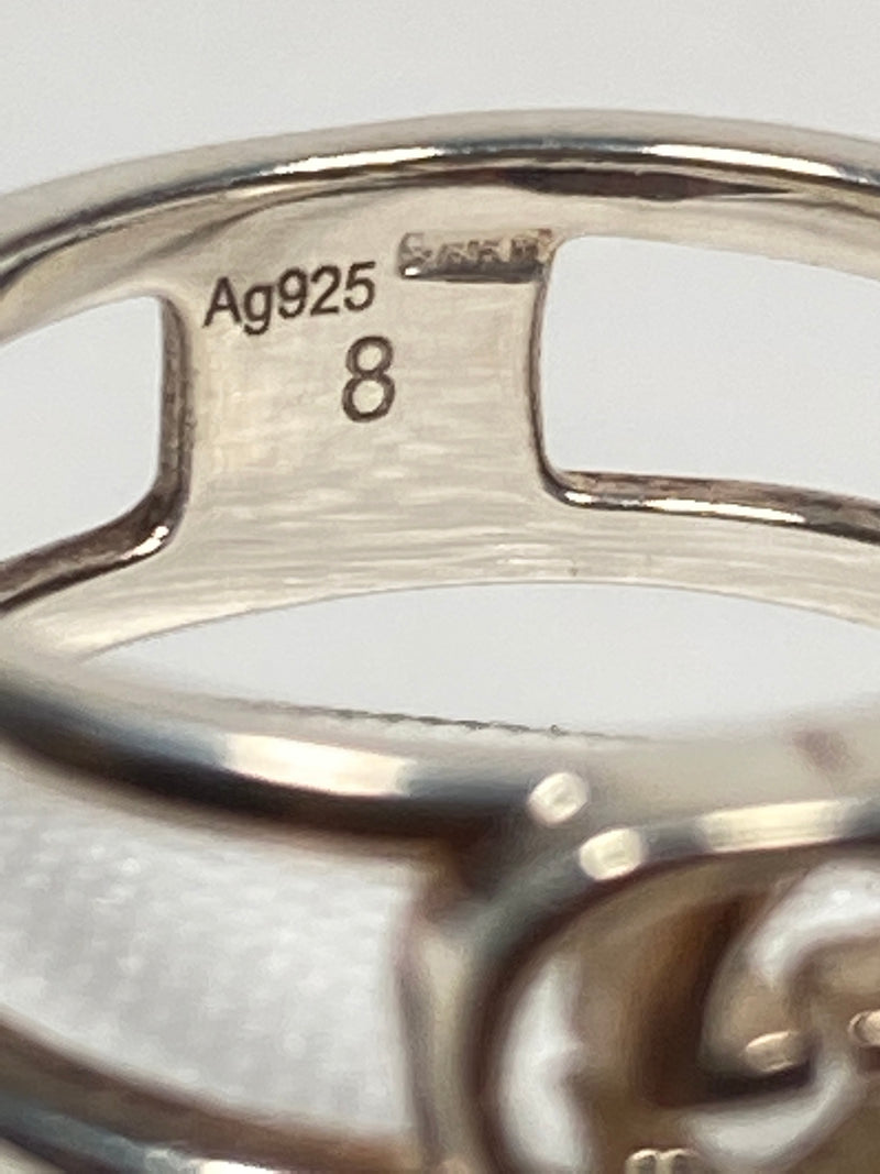 GUCCI - INTERLOCKING GG THIN OPEN RING IN SILVER 925 - SZ 8